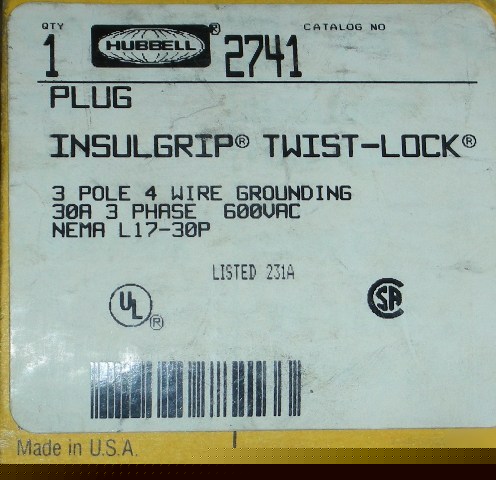 Hubbell 2741 insulgrip twist-lock plug 2@ lot