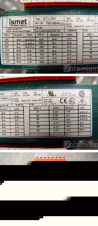New ismet istu universal 1P control transformer 220V 