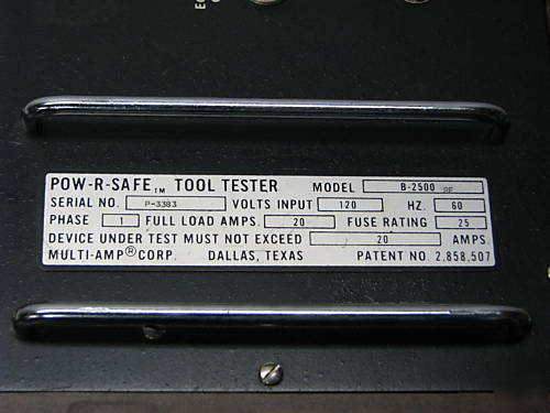 Multi-amp pow-r-safe model b-2500 tool tester