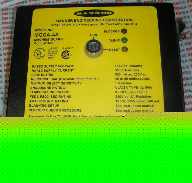 Banner mgca-4A light curtain machine-guard control box 