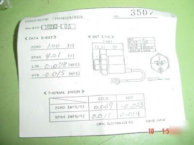 Copal pressure transducer pa-800 PA800 .05%accuracy 