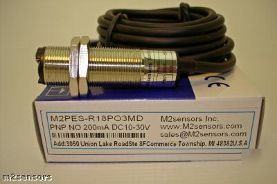 M18-reflective photoelectric sensor, pnp, nc, sn=3.0M 